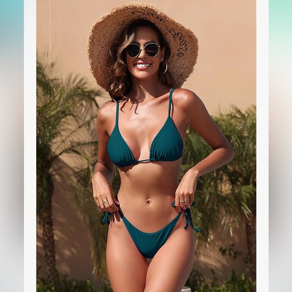 Teal Triangle Bikini Set - Picture 3 of 7